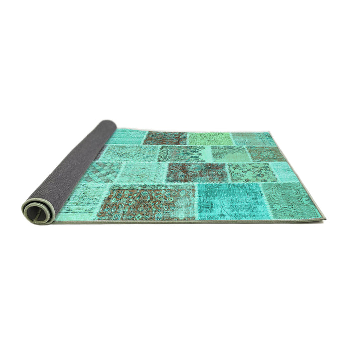 Sideview of Patchwork Turquoise Transitional Rug, con1384turq