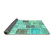 Sideview of Patchwork Turquoise Transitional Rug, con1384turq