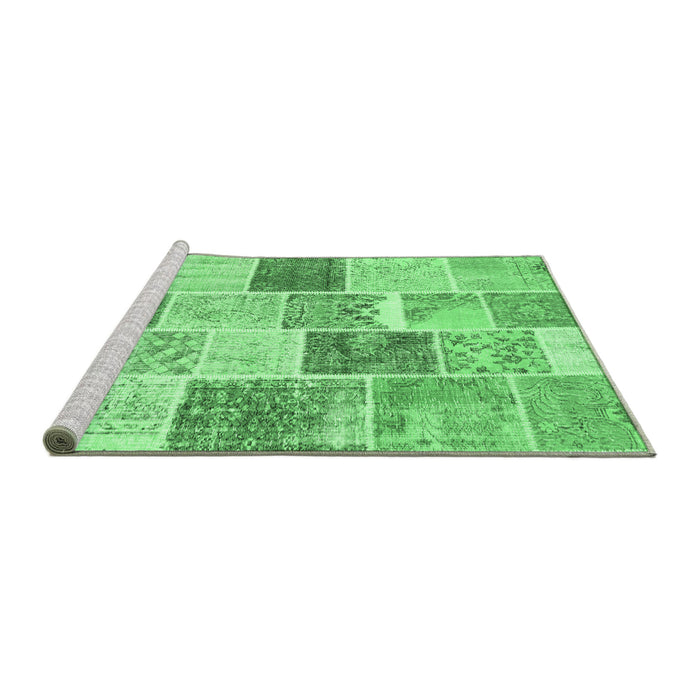 Sideview of Machine Washable Patchwork Emerald Green Transitional Area Rugs, wshcon1384emgrn