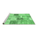 Sideview of Machine Washable Patchwork Emerald Green Transitional Area Rugs, wshcon1384emgrn