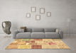 Machine Washable Patchwork Brown Transitional Rug in a Living Room,, wshcon1384brn