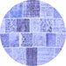 Round Patchwork Blue Transitional Rug, con1384blu