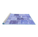 Sideview of Machine Washable Patchwork Blue Transitional Rug, wshcon1384blu