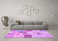 Machine Washable Patchwork Purple Transitional Rug, wshcon1384pur