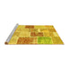 Sideview of Machine Washable Patchwork Yellow Transitional Rug, wshcon1384yw