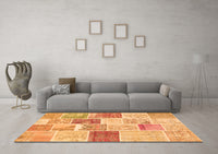 Machine Washable Patchwork Orange Transitional Rug, wshcon1384org