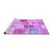 Sideview of Machine Washable Patchwork Purple Transitional Area Rugs, wshcon1384pur