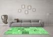 Machine Washable Patchwork Emerald Green Transitional Area Rugs in a Living Room,, wshcon1384emgrn