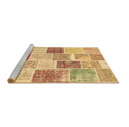 Sideview of Machine Washable Patchwork Brown Transitional Rug, wshcon1384brn