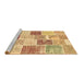 Sideview of Machine Washable Patchwork Brown Transitional Rug, wshcon1384brn