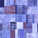 Square Machine Washable Patchwork Blue Transitional Rug, wshcon1385blu