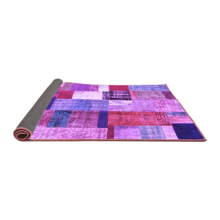 Sideview of Patchwork Purple Transitional Rug, con1385pur