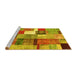 Sideview of Machine Washable Patchwork Yellow Transitional Rug, wshcon1385yw