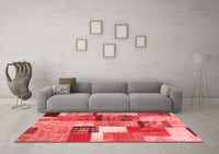 Machine Washable Patchwork Red Transitional Rug, wshcon1385red
