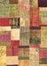 Machine Washable Patchwork Brown Transitional Rug, wshcon1385brn