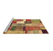 Sideview of Machine Washable Patchwork Brown Transitional Rug, wshcon1385brn