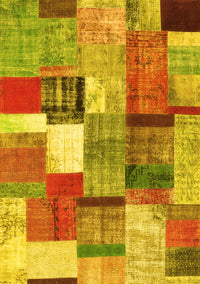 Patchwork Yellow Transitional Rug, con1385yw