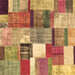 Square Machine Washable Patchwork Brown Transitional Rug, wshcon1385brn