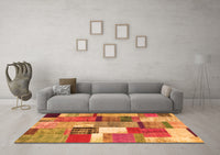 Machine Washable Patchwork Orange Transitional Rug, wshcon1385org