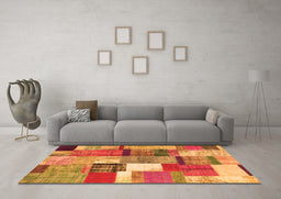 Machine Washable Patchwork Orange Transitional Area Rugs in a Living Room, wshcon1385org