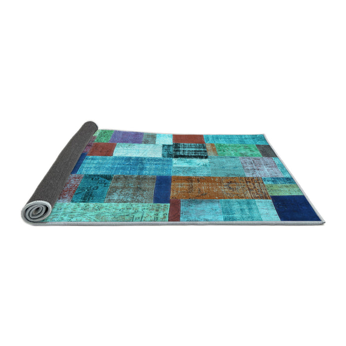 Sideview of Patchwork Light Blue Transitional Rug, con1385lblu