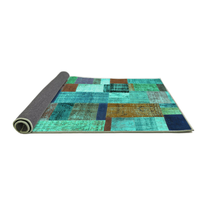 Sideview of Patchwork Turquoise Transitional Rug, con1385turq