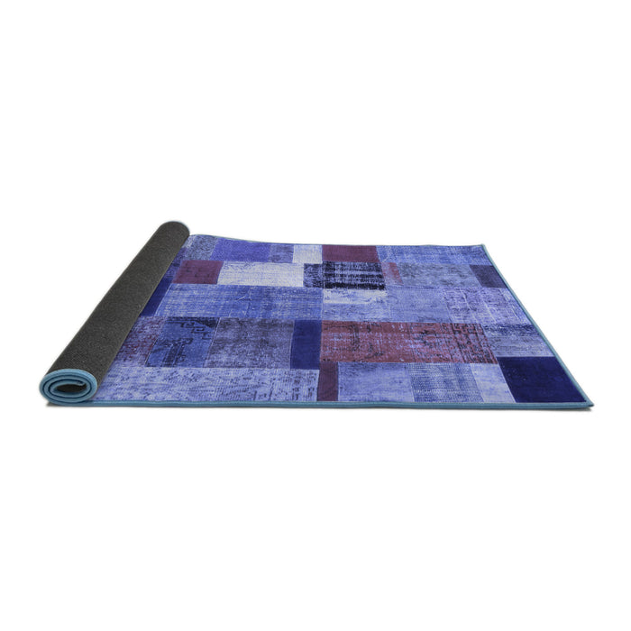 Sideview of Patchwork Blue Transitional Rug, con1385blu