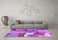 Machine Washable Patchwork Purple Transitional Rug, wshcon1385pur