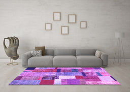 Machine Washable Patchwork Purple Transitional Area Rugs in a Living Room, wshcon1385pur