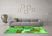 Machine Washable Patchwork Green Transitional Area Rugs in a Living Room,, wshcon1385grn