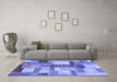 Machine Washable Patchwork Blue Transitional Rug in a Living Room, wshcon1386blu