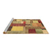 Sideview of Machine Washable Patchwork Brown Transitional Rug, wshcon1386brn