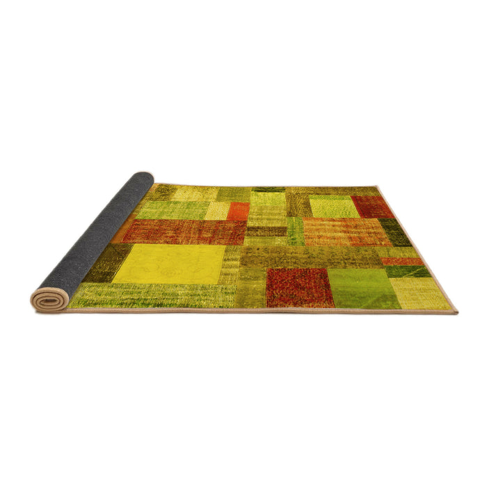 Sideview of Patchwork Yellow Transitional Rug, con1386yw