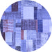 Round Patchwork Blue Transitional Rug, con1386blu