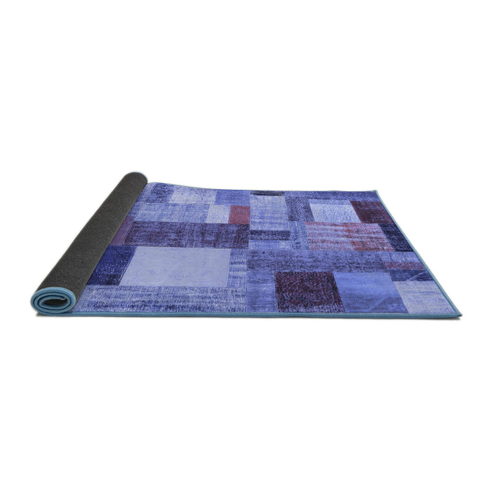 Sideview of Patchwork Blue Transitional Rug, con1386blu