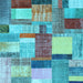 Square Patchwork Light Blue Transitional Rug, con1386lblu