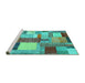 Sideview of Machine Washable Patchwork Turquoise Transitional Area Rugs, wshcon1386turq