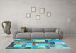 Machine Washable Patchwork Light Blue Transitional Rug in a Living Room, wshcon1386lblu