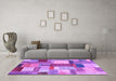 Machine Washable Patchwork Purple Transitional Area Rugs in a Living Room, wshcon1386pur