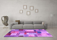 Machine Washable Patchwork Purple Transitional Rug, wshcon1386pur