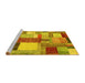 Sideview of Machine Washable Patchwork Yellow Transitional Rug, wshcon1386yw