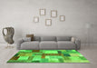 Machine Washable Patchwork Green Transitional Area Rugs in a Living Room,, wshcon1386grn