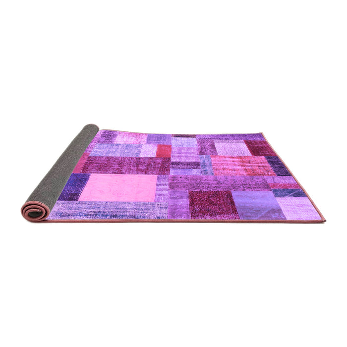 Sideview of Patchwork Purple Transitional Rug, con1386pur