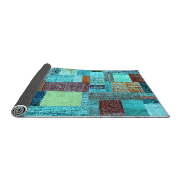 Sideview of Patchwork Light Blue Transitional Rug, con1386lblu