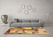 Machine Washable Patchwork Brown Transitional Rug in a Living Room,, wshcon1386brn