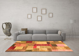 Machine Washable Patchwork Orange Transitional Area Rugs in a Living Room, wshcon1386org