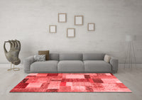 Machine Washable Patchwork Red Transitional Rug, wshcon1386red