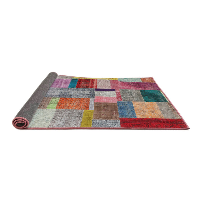 Thickness of Contemporary Cherry Red Patchwork Rug, con1387