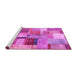 Sideview of Machine Washable Patchwork Pink Transitional Rug, wshcon1387pnk