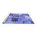 Sideview of Machine Washable Patchwork Blue Transitional Rug, wshcon1387blu